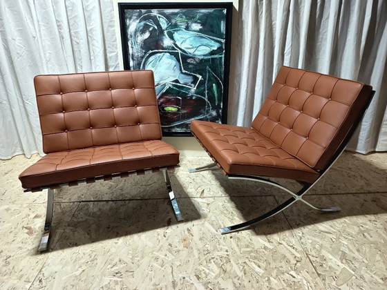 Image 1 of Sillones KNOLL Studio Barcelona (NUEVA Serie 2026) en piel natural (color coñac)