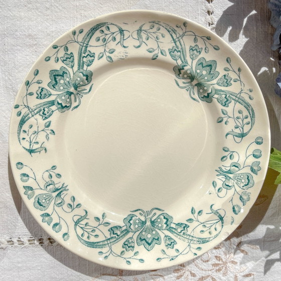 Set of 6 Small Antique Ironstone Plates "Figuig" – Longchamp 19th Century – Crockery (photo 11 of 14)