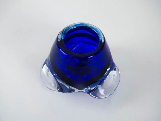 Image 1 of Bougeoir en verre cobalt, design italien, années 1960, fabriqué en Italie