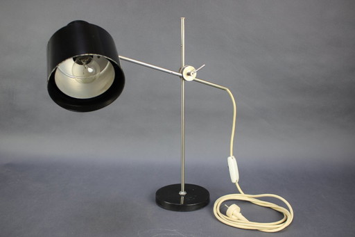 Adjustable Black Bakelite Industrial Table Lamp / Czechoslovakia, 1970s