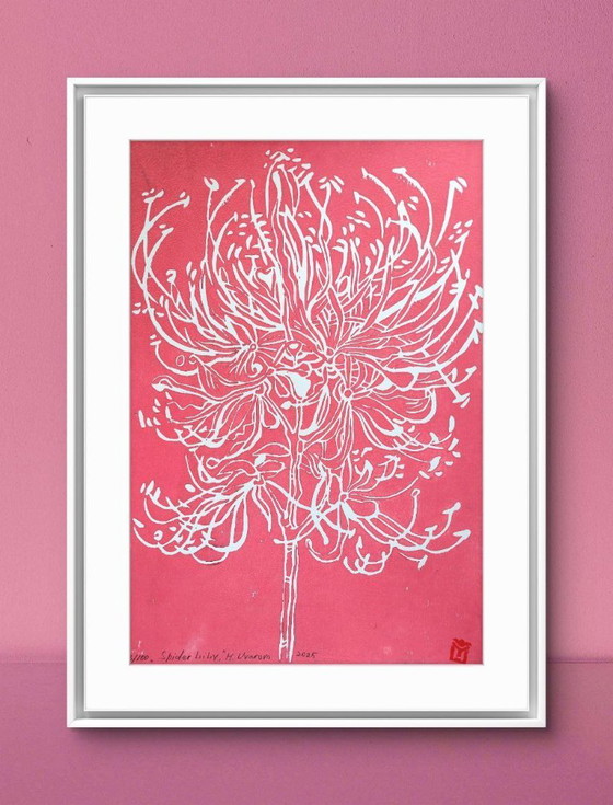 Image 1 of Spider Lily Linocut – A3 Botanical Print