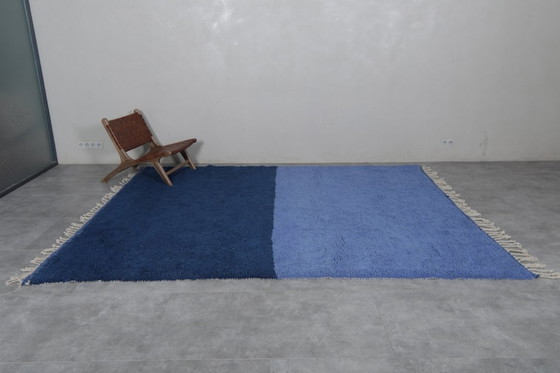 Image 1 of Custom moroccan rug blue - Berber area rug - Beni ourain rug - Handmade rug - Genuine lamb wool - Moroccan rug - Blue rug