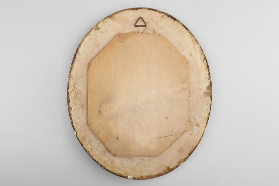 Image 1 of French Baroque Style Oval Mirror in Gilded Wood with Floral Decorations