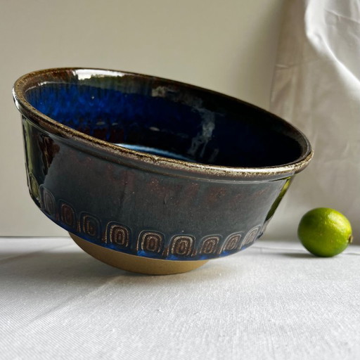 Large 1960s Danish Stoneware Centerpiece Bowl by Maria Philippi for Søholm