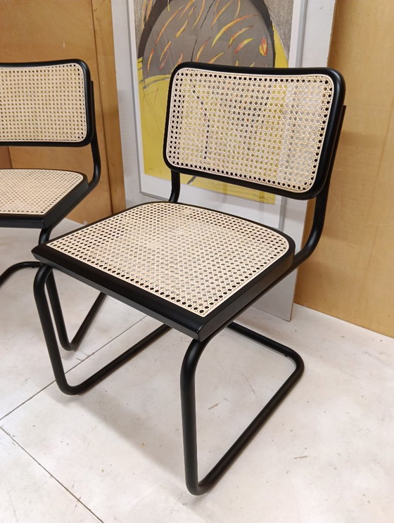 Image 1 of ALIVARMVSEVM 104. SET of 2 CESCA B32 Chairs (NEW) in Black Frame Limited Edition 
