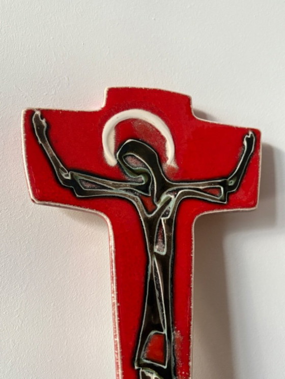 Image 1 of Croce/crocifisso in ceramica di Cristo degli anni '70, Bree, Belgio