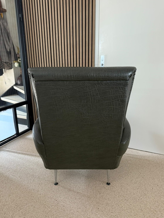 Fauteuil vintage années 50-60 – Skai, Textile (photo 3 of 7)