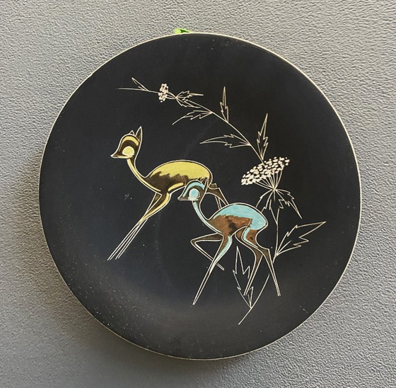 Image 1 of Piatto da parete in ceramica Ruscha con motivo cervo, anni '60
