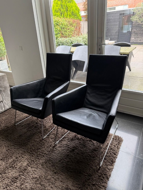 2 Sillones De Cuero Negro De Label Don – Leather, Metal (photo 2 of 6)