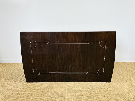 Image 1 of Art Deco modernistische uitschuifbare eettafel van Maccassar ebbenhout, 1950