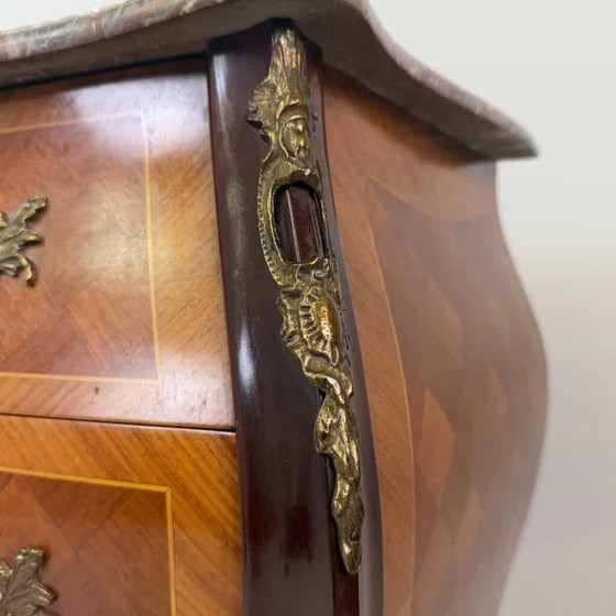 Bombé chest of drawers in the Louis XV style, Marble, Wood, Red (photo 10 of 22)