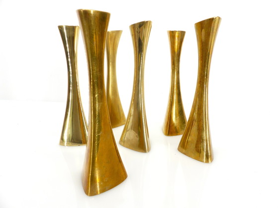 Image 1 of 6 Ytterberg Solid Brass Candleholders for BCA Eskilstuna, Sweden, Circa 1960