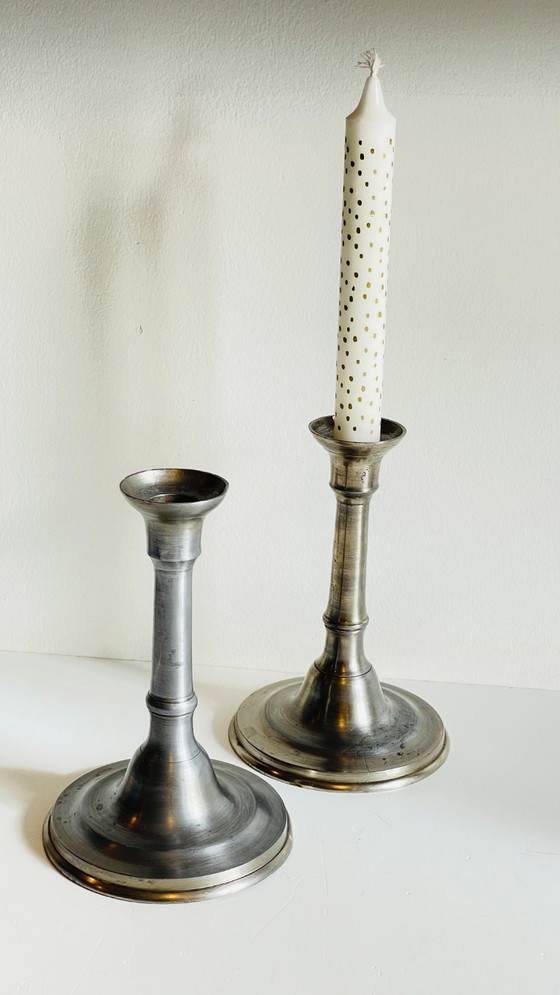 Image 1 of Vintage Silver Metal Candlesticks