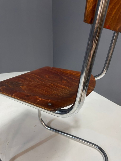 Pair of Marta Stam Chairs for Kovona, 1950s, Czechoslovakia, Chrome & Wood