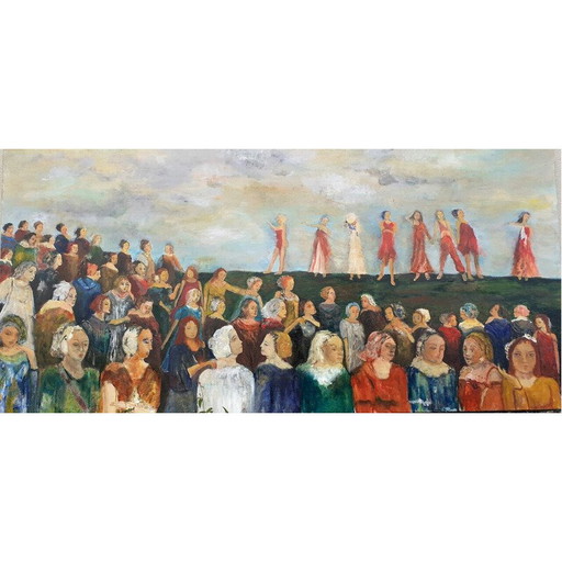 Vintage Öl auf Leinwand "Kyrielle" von Elodie Huré
