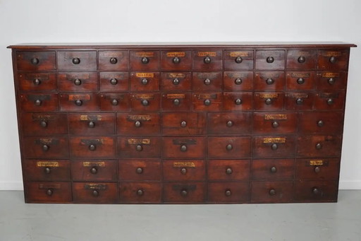 Antique English Hardwood Apothecary Cabinet / Chest of Drawers, 19th Century