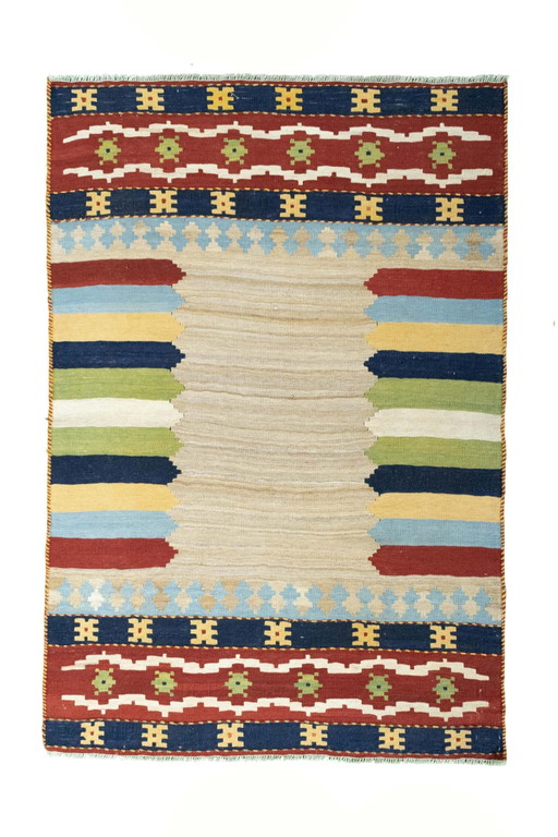 Designer Kilim Fars tissé à la main - 186 X 124 cm - Nouveau