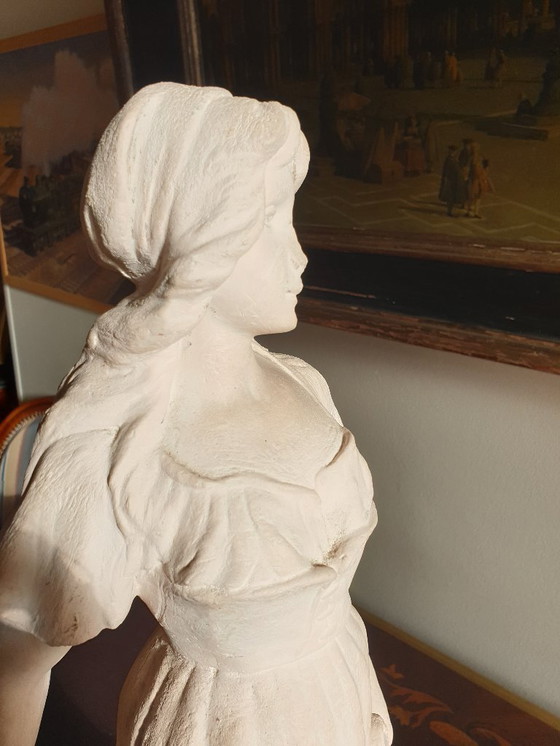 Image 1 of Terracotta sculpture of a mandolin player after 'Mignon' by Joseph Le Guluche, height 57.5 cm