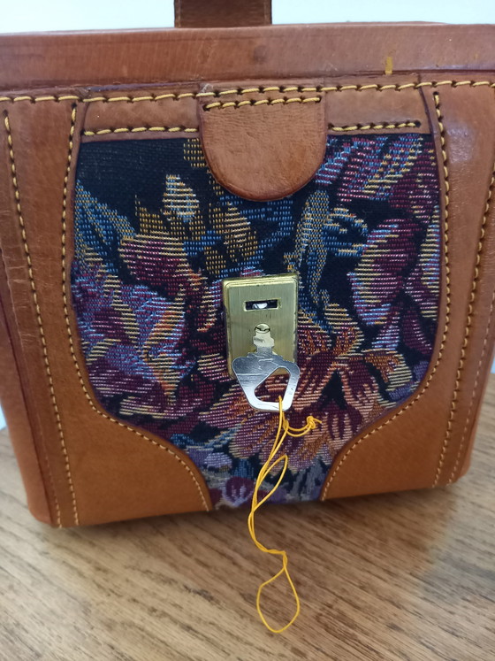 Image 1 of Vintage Gobelin Handtas – Jaren '70 – Echt Leer & Tapijt 