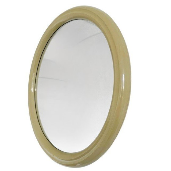 Image 1 of Vintage space age round mirror beige 1960's