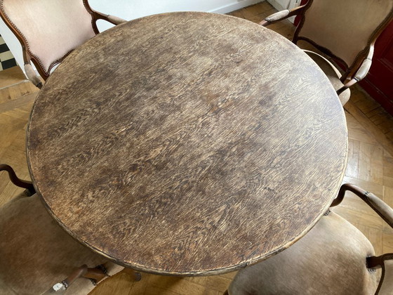 Image 1 of Mesa redonda con 4 sillas retro