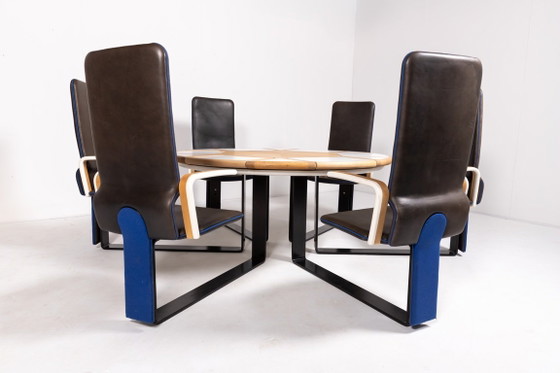 Image 1 of Unique Danish Design table with fixed armchairs from Peter Karpf, 1980’s