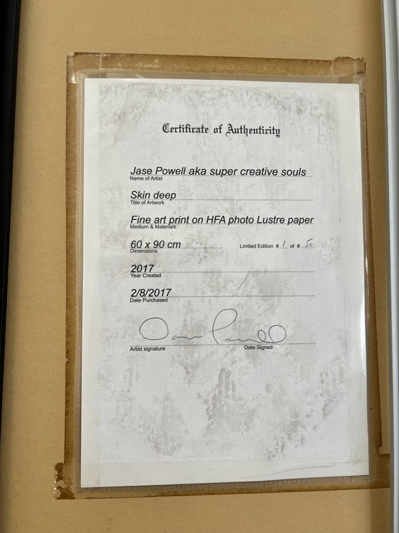 Image 1 of Jase Powell – ‘Skin Deep’ Kunstprint in beperkte oplage (1/50) – Ingelijst voor museumgebruik