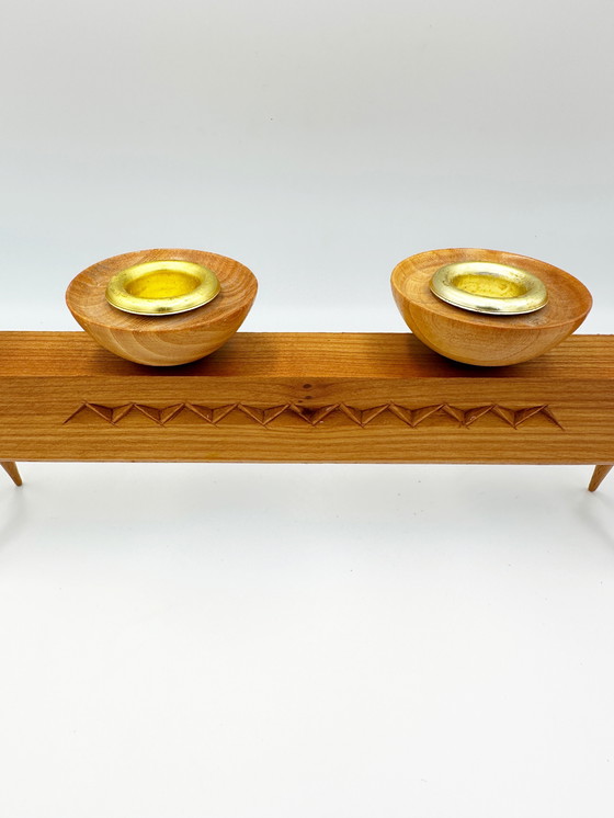 Image 1 of East Germany GDR wooden candlestick