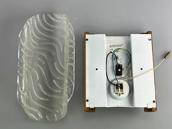 Image 1 of Lampada da parete anni '60 e '70 Fischer Leuchten Germany Applique da parete Design in vetro ghiacciato