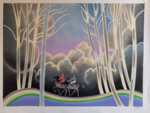 Original color lithograph by Albert Zavaro