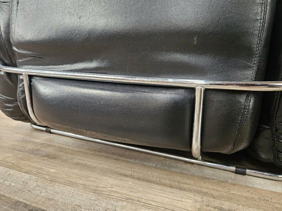 Image 1 of Okay Chairs in Black Leather and Tubular Steel by Adriano Piazzesi