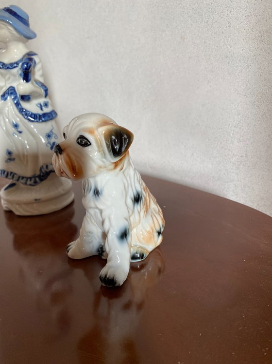 Statuine vintage in porcellana, anni '60-'70 - Dama con arpa e cucciolo - Set di 2 – Oggetti decorativi (photo 9 of 9)