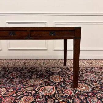 Classic English Eichholtz Campaign Writing Desk, Wood, Brass, Brown, Chesterfield (photo 11 of 18)