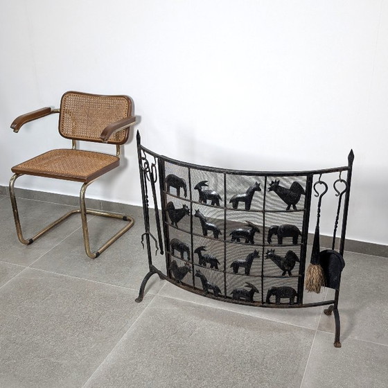 Image 1 of Pantalla de fuego de hierro forjado con forma de animal de Atelier Marolles, década de 1950