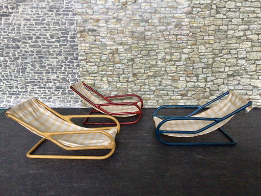 Set di 3 sedie in metallo Bauhaus in miniatura vintage