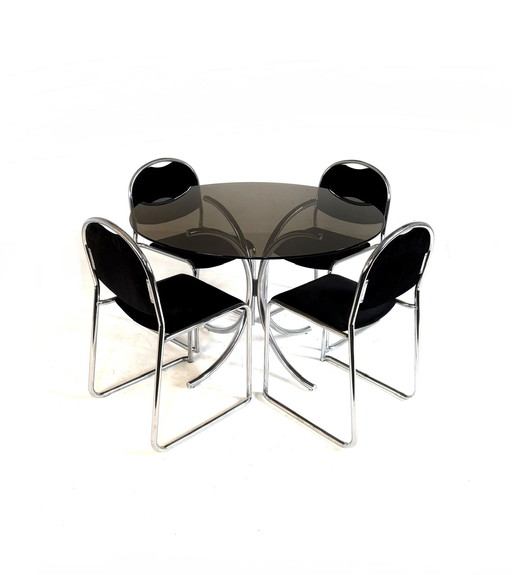 Vintage chromen Space Age eetkamerset ‘80