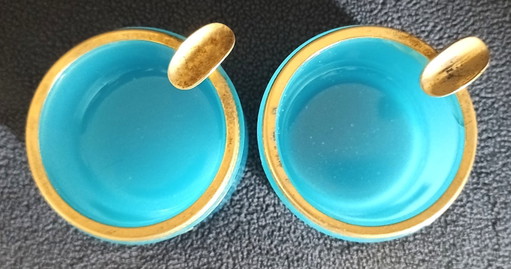 Pair of V.N.C. "Venetian Opaline" ashtrays – Murano, Italy, 1970s