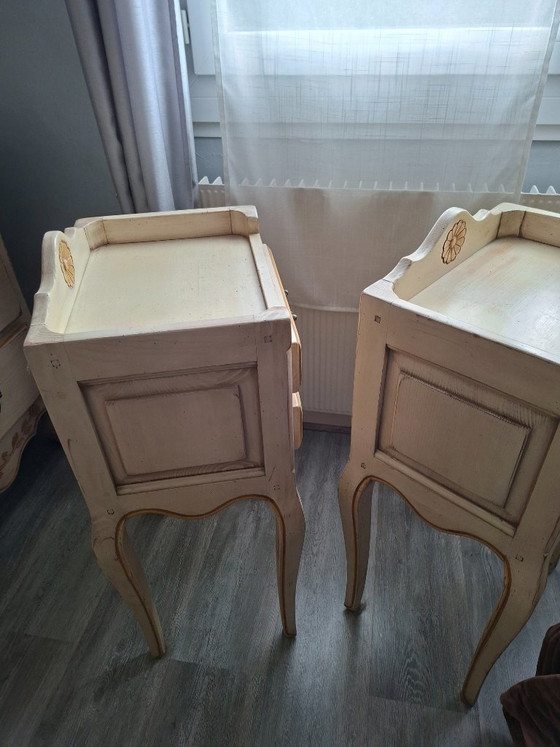 Paire de tables de chevet Rococo Vintage crème, Tables de nuit, Bois, Métal (photo 5 sur 5)