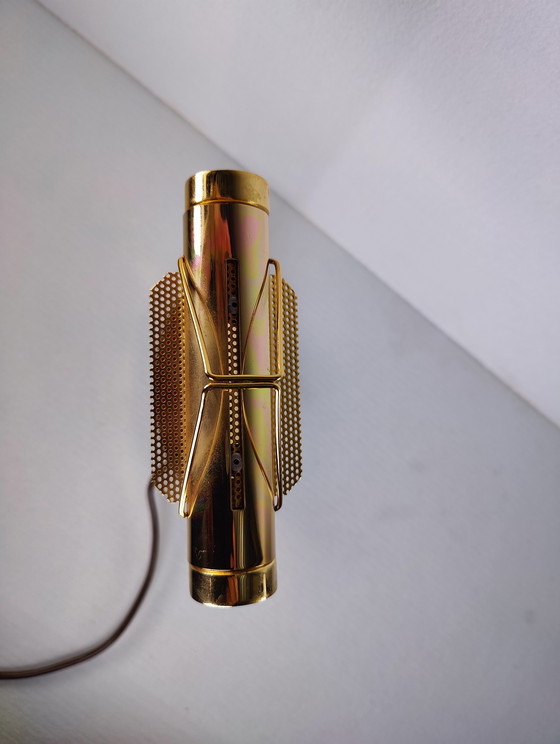 Image 1 of Trapezio banker's lamp by Cattaneo from the 1970s in brass, Italy