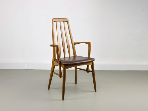 Butaca Eva de teca y cuero de Niels Koefoed para Hornslet Møbelfabrik, años 60