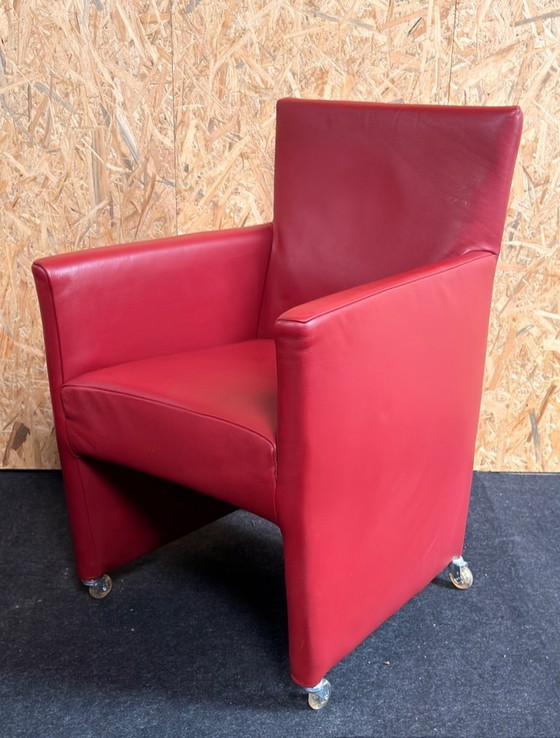 Image 1 of 4 x leren eetkamerstoelen van Bert Plantagie