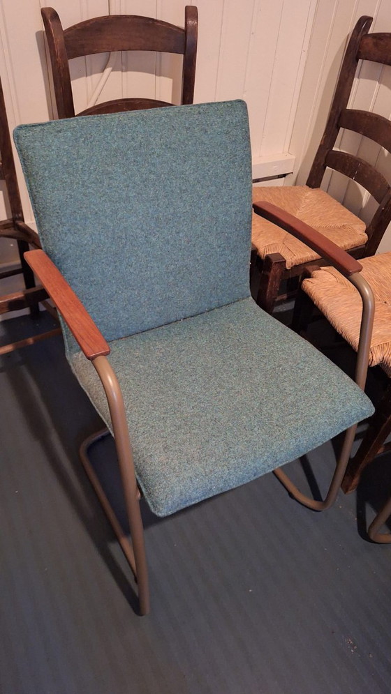 Dining set: Gazzda Luc table plus 6 Leolux Freyr chairs, Metal, Wood, Multi Color, Vintage (photo 2 of 8)
