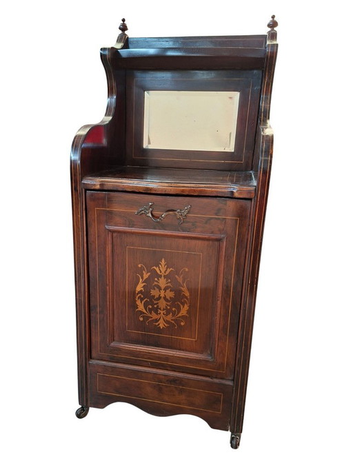 Armoire à charbon Purdonium victorienne ancienne avec miroir