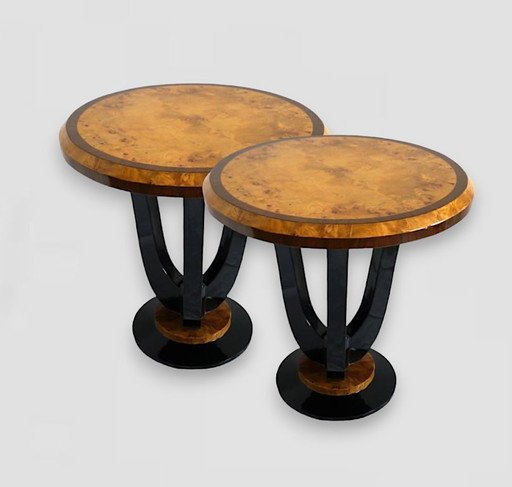 2 tables d'appoint rondes Art Déco