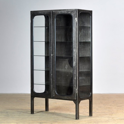 Armadietto medico vintage lucidato, anni '70 – vitrinekasten, Glass, Metal