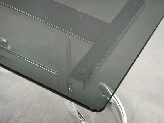 1970s Italian Space Age Chrome and Smoked Glass Rolling Side Table – Bar carts, Metal (photo 6 of 12)