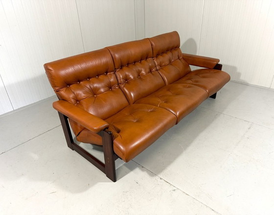 Image 1 of Coja Culemborg rosewood and leather three-seater sofa 1970s
