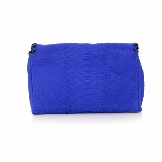 Image 1 of Maison Du Posh, pochette blu elettrico in pelle di serpente