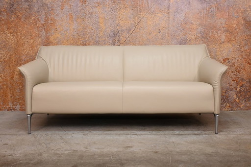 Canapé design en cuir beige Leolux Mayon
