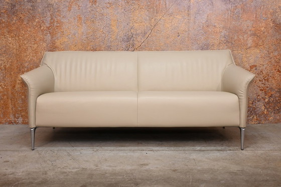 Image 1 of Leolux Mayon beige leather designer sofa